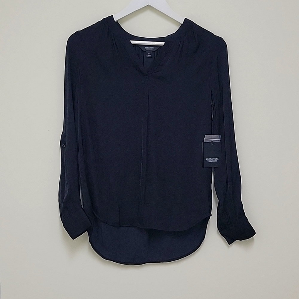 Simply Vera Wang Black Dress blouse XS (SOFT!)
